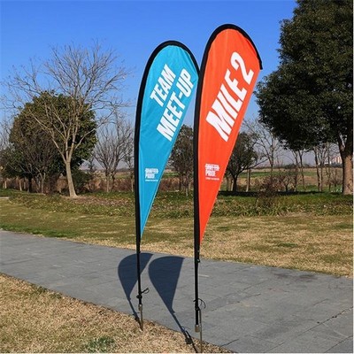 11.5' Double Size Fiber Glass And Aluminum Teardrop Banner