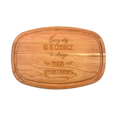 10½" x 16" x 3/4" Cherry Oval Cutting Board with Juice Groove