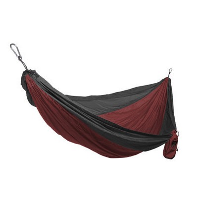 Double Deluxe Parachute Nylon Hammock w/Straps - Crimson/Charcoal