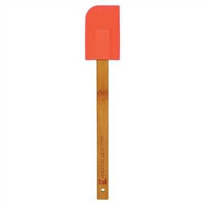 11 3/4" Red Silicone Spatula with Bamboo Handle