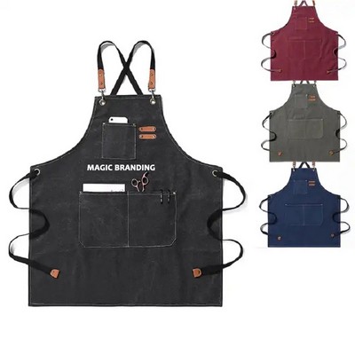 Canvas Cross Back Unisex Chef Bib Work Apron