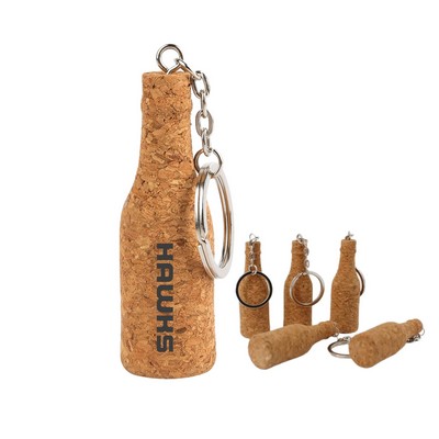 Wine Bottle Shaped Cork Keychain