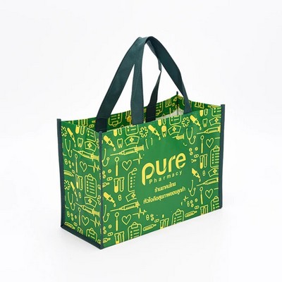 Sublimated PET Non-Woven Tote Bag w/ Gusset - 4 Sided (14" x 12" x 6")