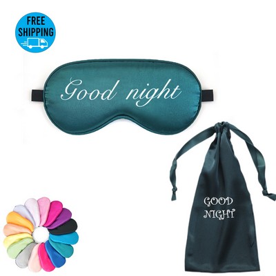 Soft adjustable Satin Sleeping Eye Mask with drawstring pocket