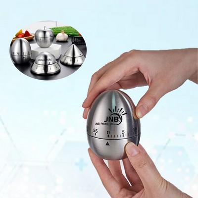 Egg-Shaped Stainless Steel Kitchen Timer