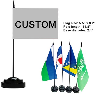 Custom Polyester Stick Flag & Base Set 8 1/5"x5 1/2"