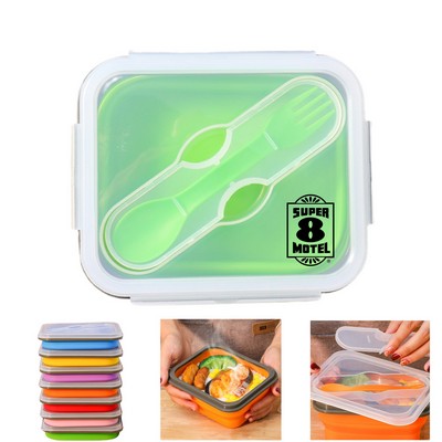 600ML Collapsible Silicone Lunch Bowl with 2 in 1 Spoon Fork