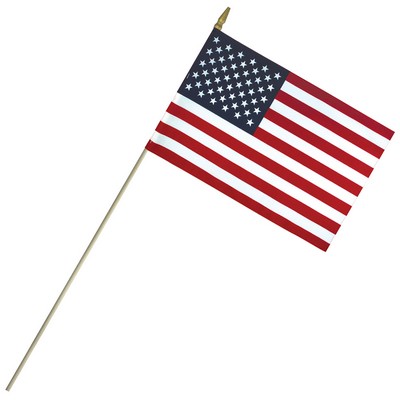 8" x 12" Lightweight Cotton US Stick Flag with Spear Top on a 24" Dowel