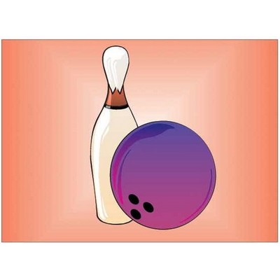 Bowling Pin & Ball Rectangle Badge w/ Bar Pin (2.5"x3.5")