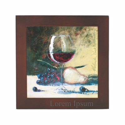 Ceramic Trivet w/Wine Glass & Fruit Art Image