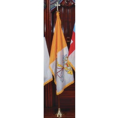 Deluxe Crown™ Papal/ Vatican Flag Presentation Set With 9' Oak Flagpole