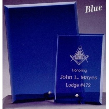 Standing Beveled Blue Glass Plaque (5"x7")