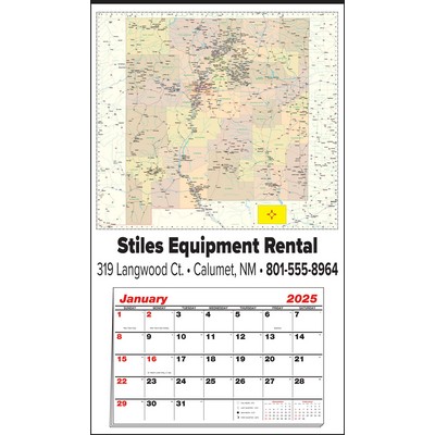 Large New Mexico State Map Full Apron Calendar