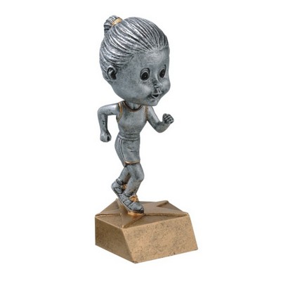 Resin Female Track Runner Bobble Head (6")