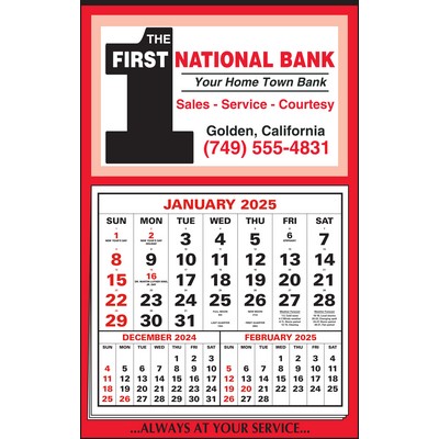 "S" Pad Red Border Apron Calendar