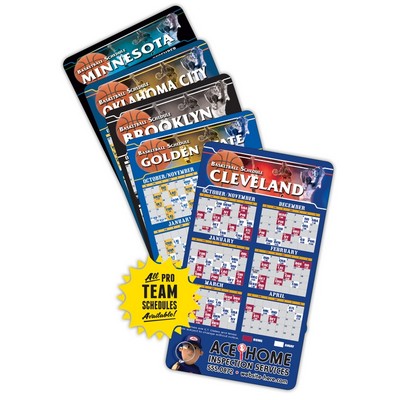 Magnet Sport Schedules - 4x7 Basketball Round Corners - Outdoor Safe