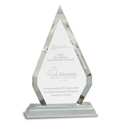 10" Tall Crystal Diamond Award with Clear Glass Base