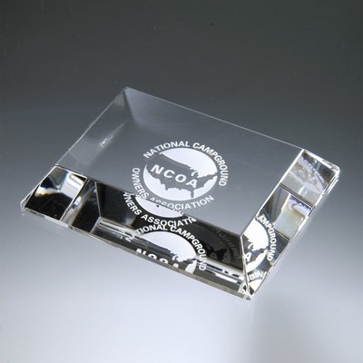 4" Mitered Edge Crystal Paperweight