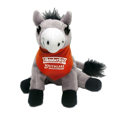 7" Donkey Stuffed Animal w/Bandana & One Color Imprint