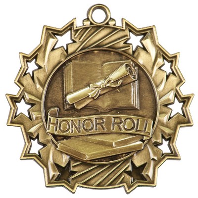 Ten Star Honor Roll Medal - 2-1/4"