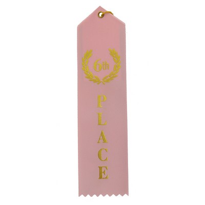 6th Place Standard Stock Ribbon w/Card & String (2"x8")