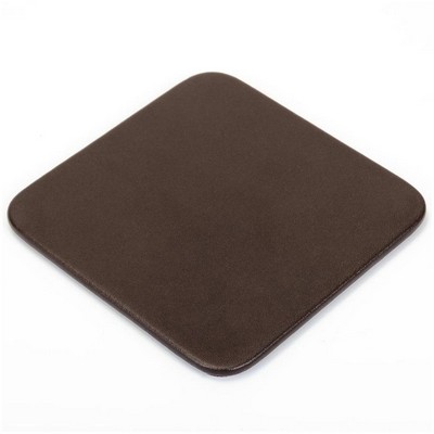 4" Classic Chocolate Brown Top-Grain Leather Square Coaster