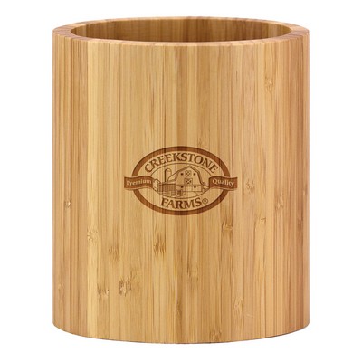 Oval Shaped Bamboo Kitchen Utensil Holder