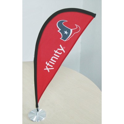 Desk Bow Wing Flag LUX Single Side, Small Wing Flag with Silver Base