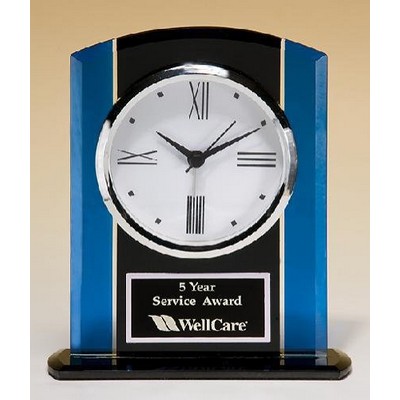 Blue/Black Clock Award 5 1/4" W x 6 1/4" L