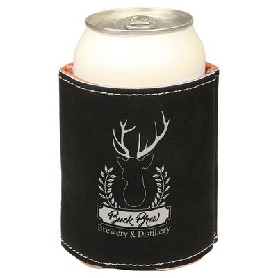 Leatherette Beverage Holder - Black/Silver