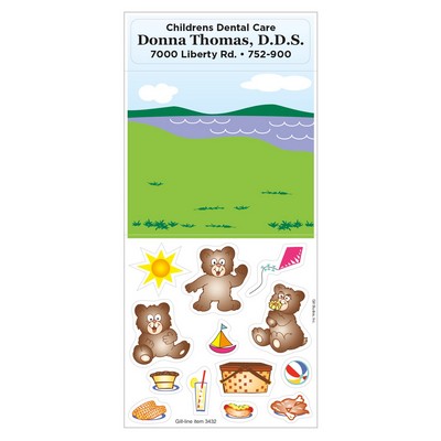 Children's Peel N Play Sticker | 3 1/4" x 7" Sheet | Bear Picnic Scene