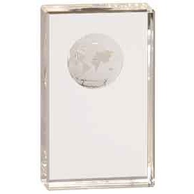 5" Clear Crystal Rectangle with Globe Etching