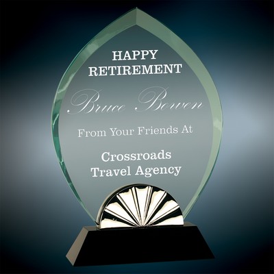 Large Oval Horizon Glass Award w/Silver Trim