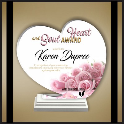 6" Heart White Budget Acrylic Award