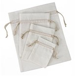 Bulk Bleached Cotton Pouch w/Ivory Cord (2"x3")