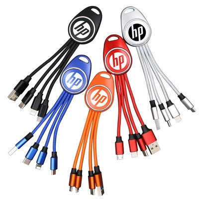 3-in-1 USB Slide Magnet Charging Cable w/Keychain (Shorter Prod Time)