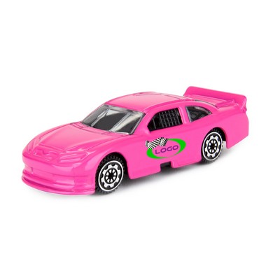 3" 1:64 Scale Nascar® Style Race Car -Pink w/ Full Logo (Both Doors -same art)