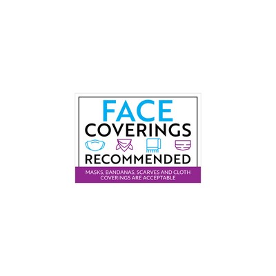 Face Coverings Recommended Sign Style 17 - (5"x7")