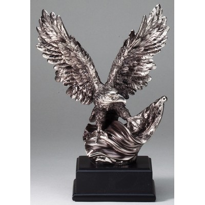 10" Silver Electroplated American Eagle Flag Trophy