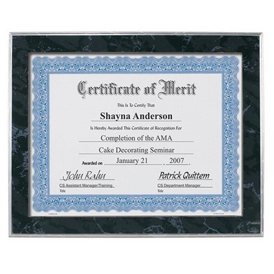 10½" x 13" Black Marble Finish Slide-In Frame Plaque