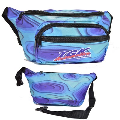 4 Zipper Fanny Pack w/ Full Wrap Sublimation Waist Bag (12.8" x 5")