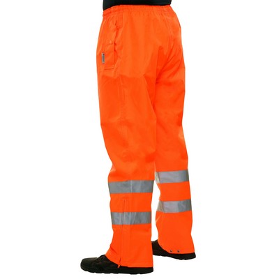 Waterproof- Breathable Reflective Safety Pant- Fluorescent Red-Orange