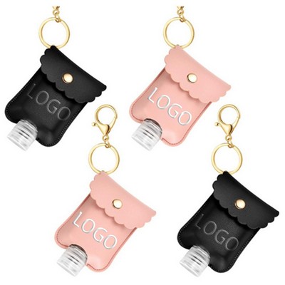 Leather Sanitizer Holder w/Key Ring