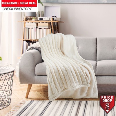 Premium Cable Knit Cotton Throw, 50x60, Blank Only