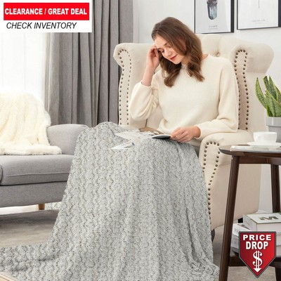 Heather Cable Knit Chenille Blanket, 50x60, Blank Only