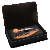 Black/Silver Leatherette 2-Piece Wine Tool Set