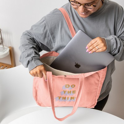 Open Laptop Tote - Canvas/Denim