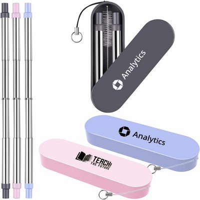 Stainless Steel Retractable Straws with Case