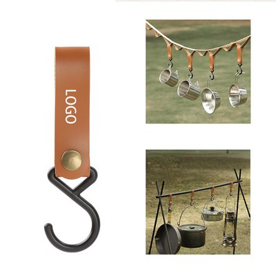 Camping Hanging Hook with PU Leather Strap