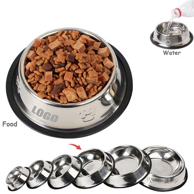 25cm Paw Mark Metal Pet Food Bowl